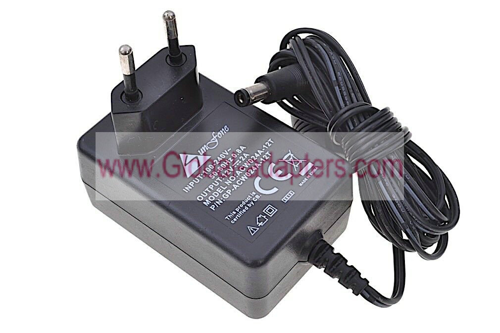Brand New EU Plug 12V 2A Power Supply Adapter for Sunfone ACW024A-12T GP-ACW024A-12T IOMEGA Hard - Click Image to Close